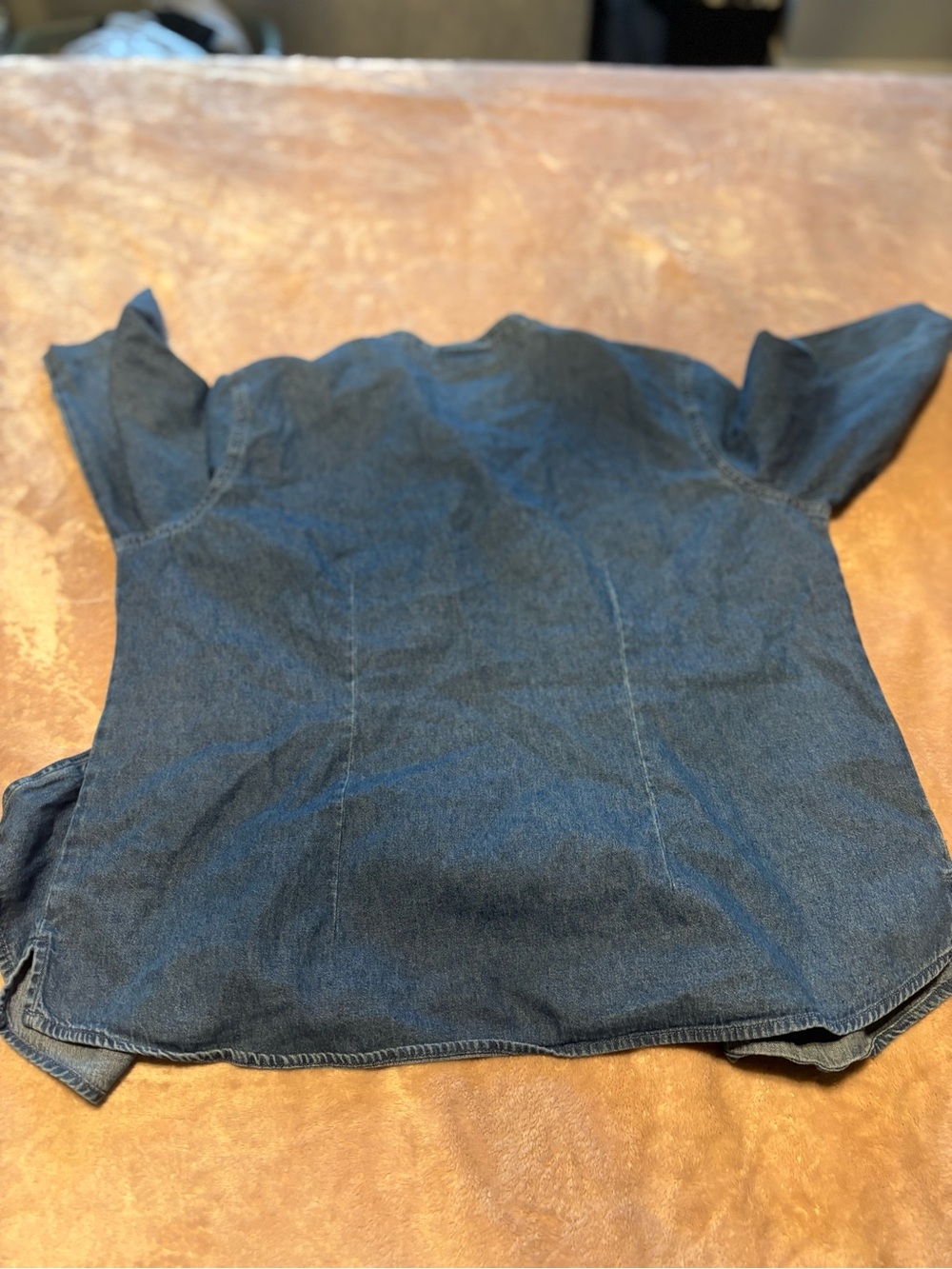 Vintage Carol Reed Denim Shirt Floral Embroidered Button Front Blue Chambray - Picture 5 of 6